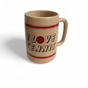 Vintage 1980's Russ Barrie "I Love Tennis" Coffee Mug Retro 80s 90s Kitchenware